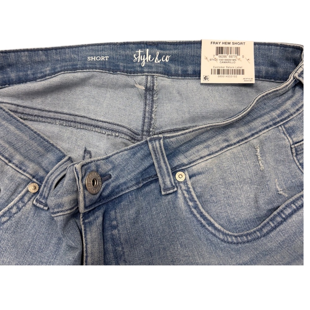 Style & Co. NWT Womens Fray Hem Denim Shorts Distressed Light Wash Size 10 - Picture 5 of 6